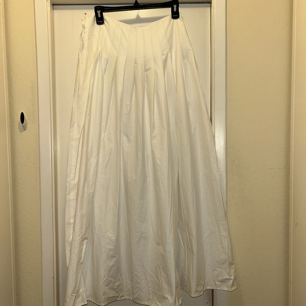 Commense Linen Pleated Maxi Skirt with pockets